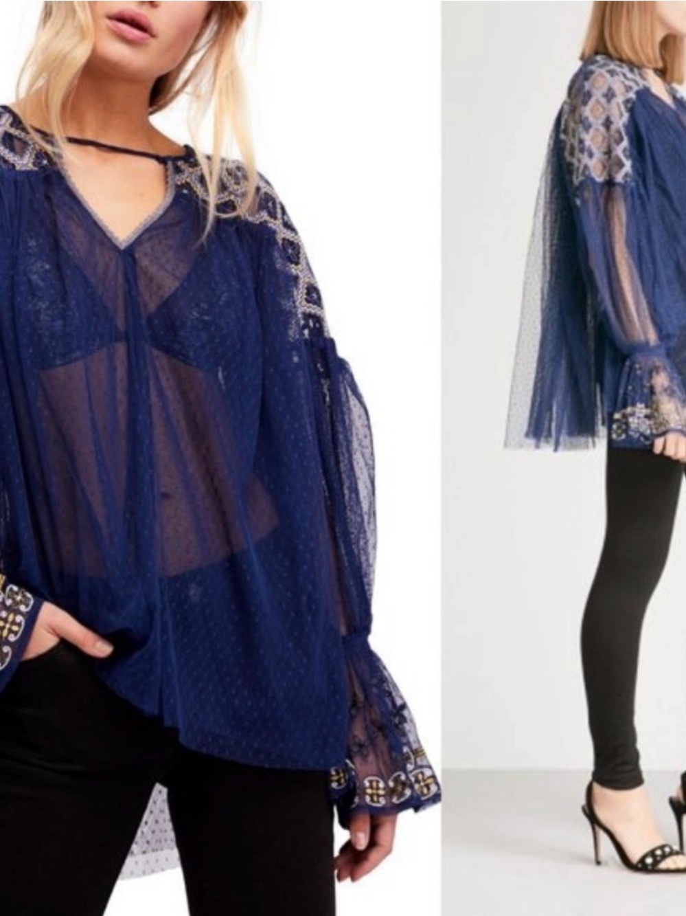 Free People Joyride Tulle Blouse